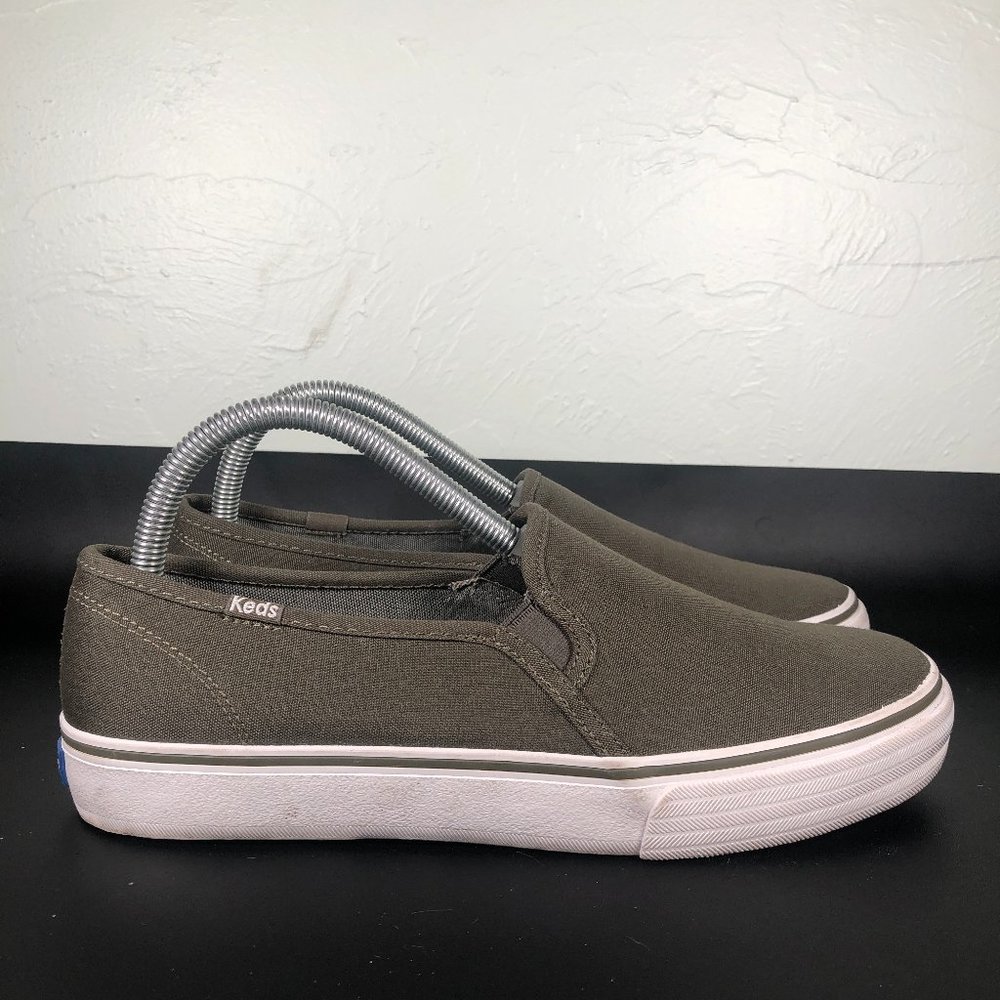 Keds Womens Size 8.5 Olive Green Canvas Slip On Sneakers Shoes